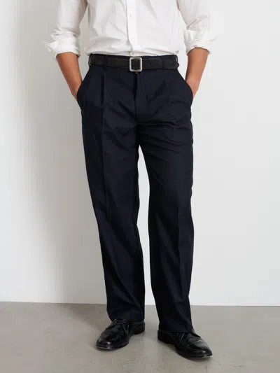 Alex Mill Henry Pleated Trouser In Wool Flannel In Navy