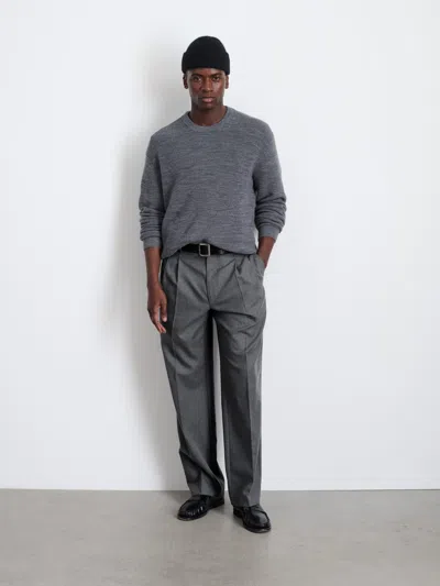 Alex Mill Henry Pleated Trouser In Wool Flannel In Charcoal