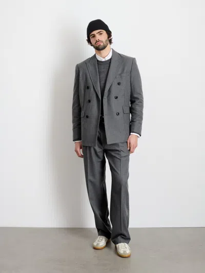 Alex Mill Henry Double Breasted Blazer In Wool Flannel In Charcoal