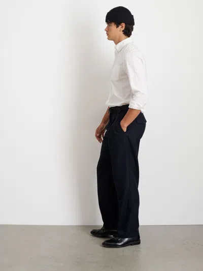 Alex Mill Henry Pleated Trouser In Wool Flannel In Navy