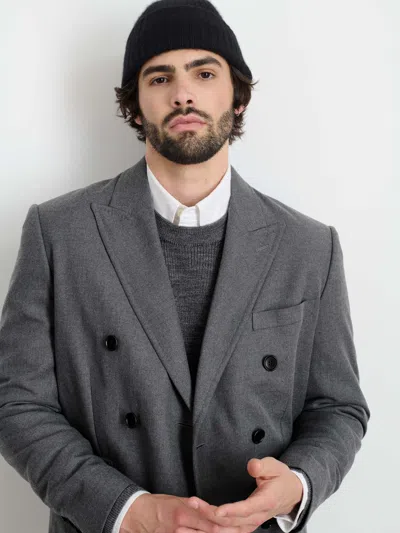 Alex Mill Henry Double Breasted Blazer In Wool Flannel In Charcoal