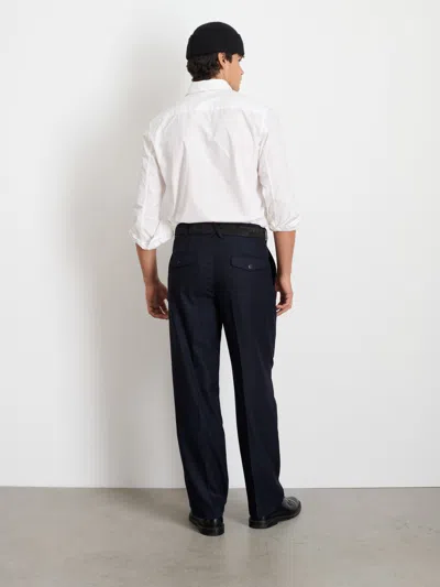 Alex Mill Henry Pleated Trouser In Wool Flannel In Navy