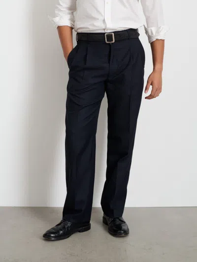 Alex Mill Henry Pleated Trouser In Wool Flannel In Navy