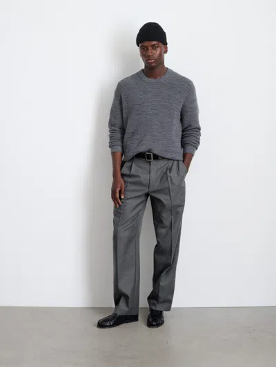 Alex Mill Henry Pleated Trouser In Wool Flannel In Charcoal