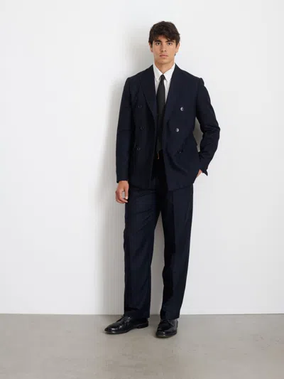 Alex Mill Henry Double Breasted Blazer In Wool Flannel In Navy