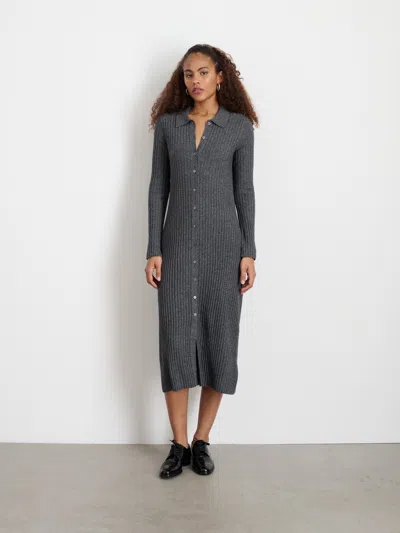 Alex Mill Long Sleeve Alice Ribbed Dress In Medium Heather Grey
