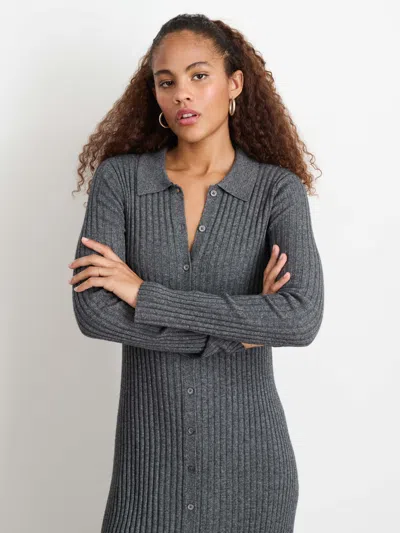 Alex Mill Long Sleeve Alice Ribbed Dress In Medium Heather Grey