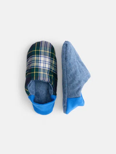 Alex Mill Merippa Wool Plaid House Shoes In Blue