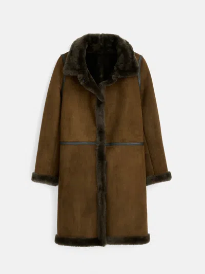 Alex Mill Owen Barry Shearling Dorset Coat In Olive