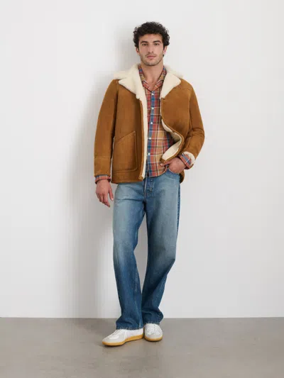 Alex Mill Owen Barry Shearling Rodeo Jacket In Brandy/cream