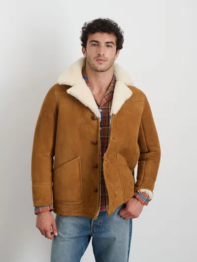 Alex Mill Owen Barry Shearling Rodeo Jacket In Brandy/cream