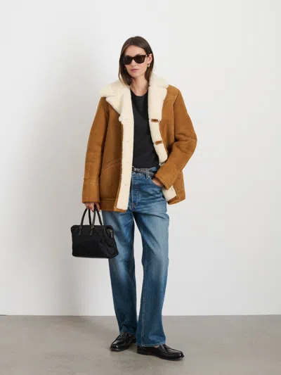 Alex Mill Owen Barry Shearling Rodeo Jacket In Brandy/cream