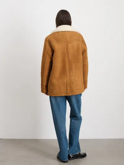 Alex Mill Owen Barry Shearling Rodeo Jacket In Brandy/cream