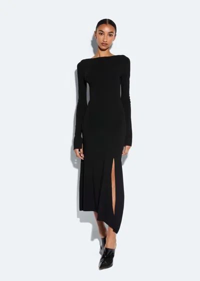 Lapointe Viscose Boatneck Dress In Black