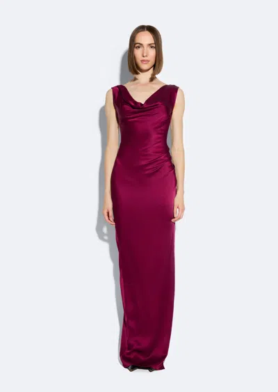 Lapointe Satin Cowl Neck Gown In Berry