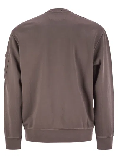 C.p. Company Long-sleeve Minimalist Cotton Sweatshirt With Distinctive Lens Detail In Gray