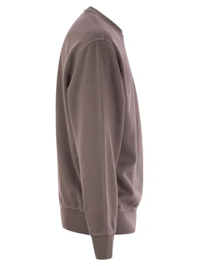 C.p. Company Long-sleeve Minimalist Cotton Sweatshirt With Distinctive Lens Detail In Gray