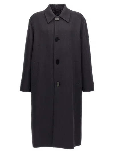 Fendi Cappotto In Misto Lana Antracite Uomo