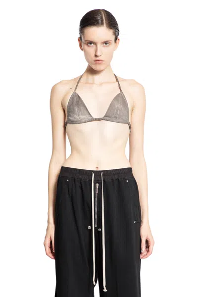 Rick Owens Drkshdw Off-white Porterville Foil Stretch Denim Bra In Grey