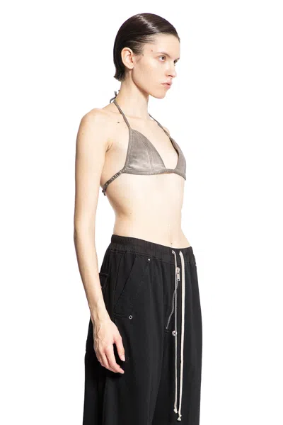 Rick Owens Drkshdw Off-white Porterville Foil Stretch Denim Bra In Grey