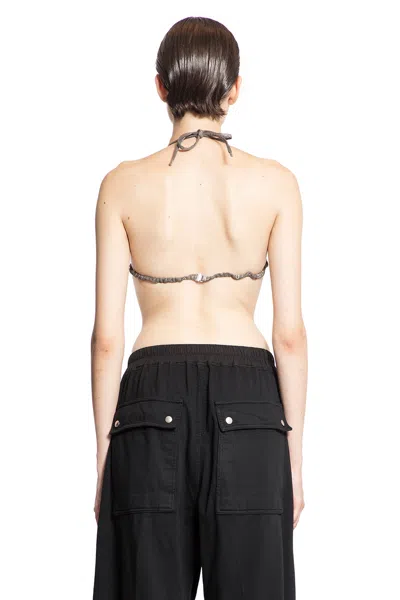 Rick Owens Drkshdw Off-white Porterville Foil Stretch Denim Bra In Grey