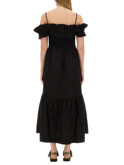 Shop Ganni Poplin Dress In Black