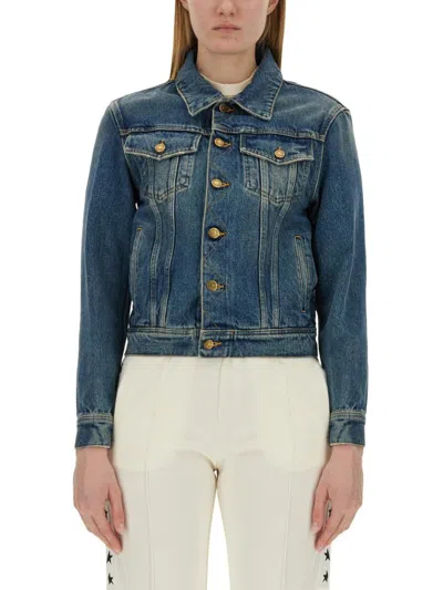 Shop Golden Goose Denim Jacket In Navy