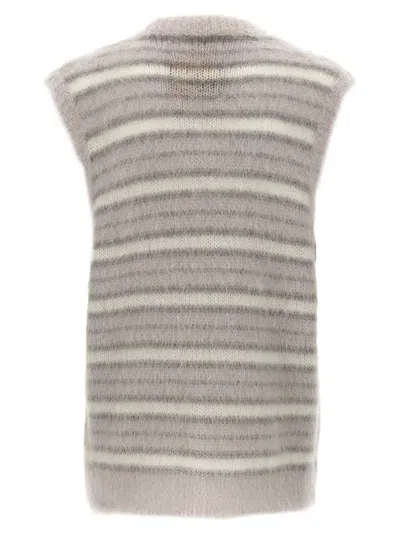 Marni Soft Striped Sleeveless V-neck Vest