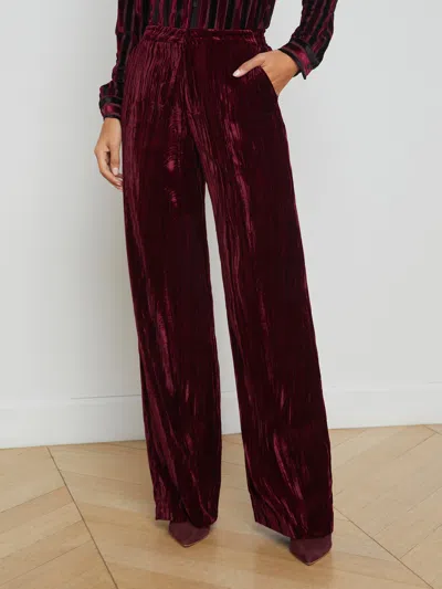 L'agence Velvet Livvy Straight Trousers In Dark Port Velvet
