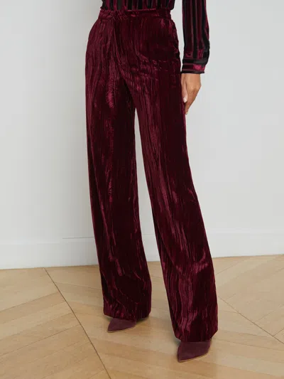 L'agence Velvet Livvy Straight Trousers In Dark Port Velvet