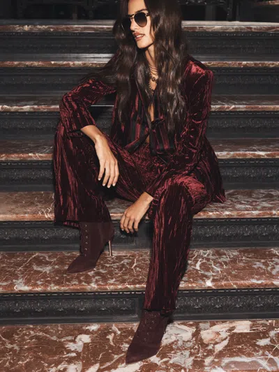 L'agence Velvet Livvy Straight Trousers In Dark Port Velvet