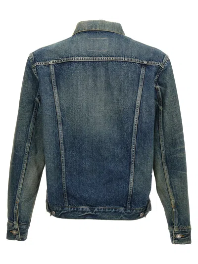 Saint Laurent Blue Slim Jacket With Patch Pockets In Denim Man