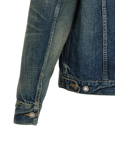 Saint Laurent Blue Slim Jacket With Patch Pockets In Denim Man