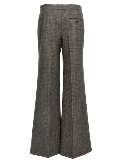 Stella Mccartney Micro Houndstooth Wool Trousers With Flared Leg