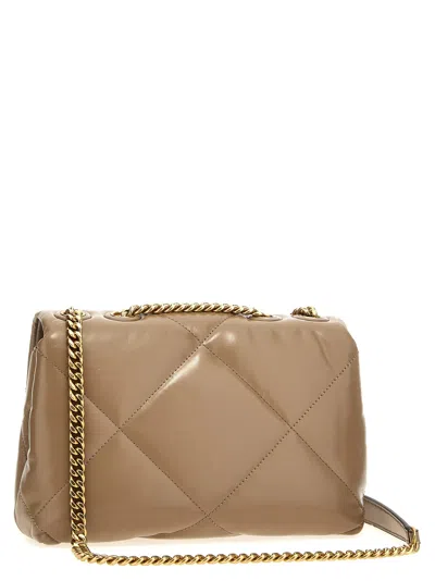 Tory Burch Brown Kira Diamond Quilt Convertible Soft Leather Bag