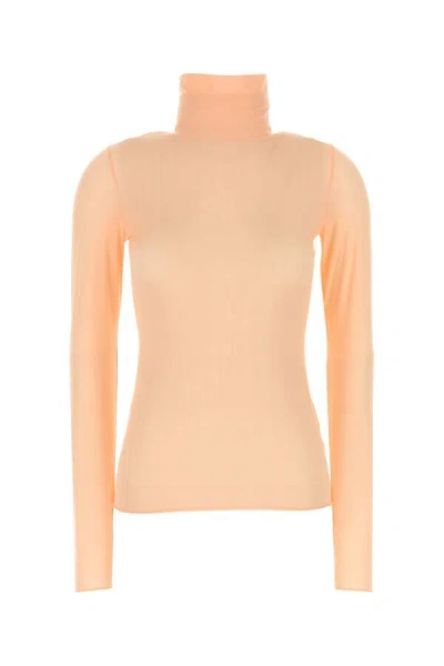 Dries Van Noten Stretch Nylon Turtleneck Top With Long Sleeves In Pink