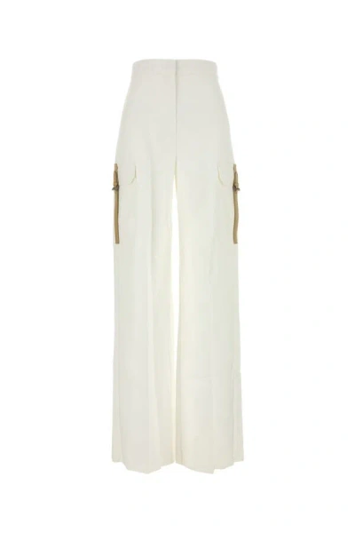 Max Mara Pantalone Edda In Cotone Stretch Bianco Donna In White