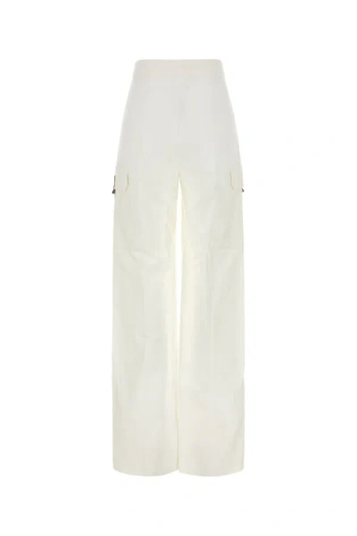 Max Mara Pantalone Edda In Cotone Stretch Bianco Donna In White