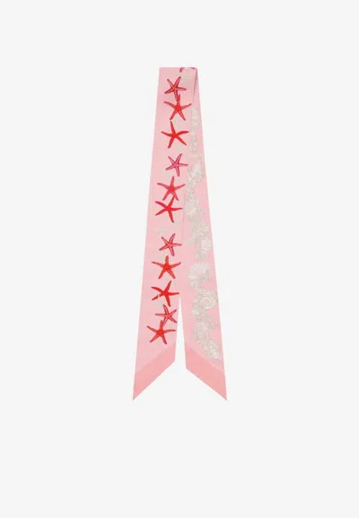 Versace Stars Silk Scarf Tie In Pink