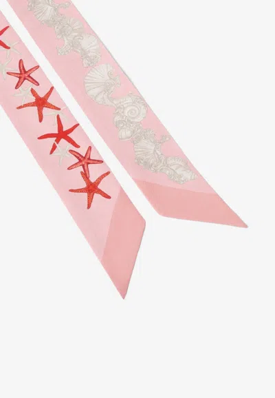 Versace Stars Silk Scarf Tie In Pink