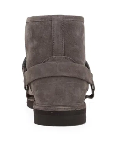 Brunello Cucinelli Suede Ankle Boots With Shearling Lining In Brown