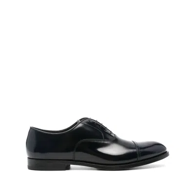 Doucal's High-shine Black Oxford Shoes With Lace-up Fastening In Black