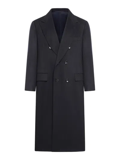 Shop Kiton Coat In Blue