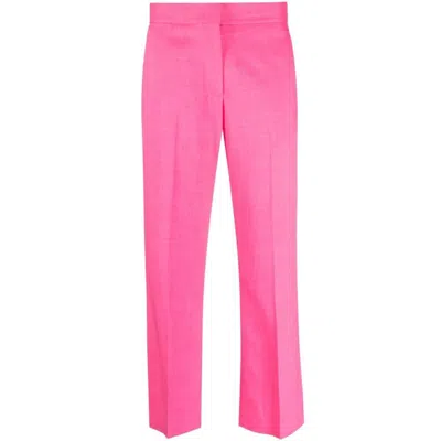 Shop Msgm Pants In Pink