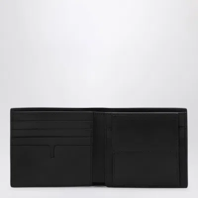 Shop Burberry Black Leather Bi-fold Wallet With Embossed Check