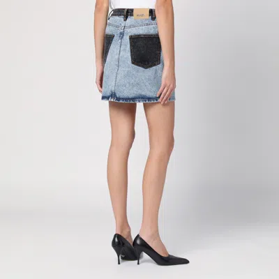 Rotate Birger Christensen Patchwork Mini Skirt In Organic Denim In Blue