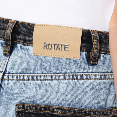 Rotate Birger Christensen Patchwork Mini Skirt In Organic Denim In Blue