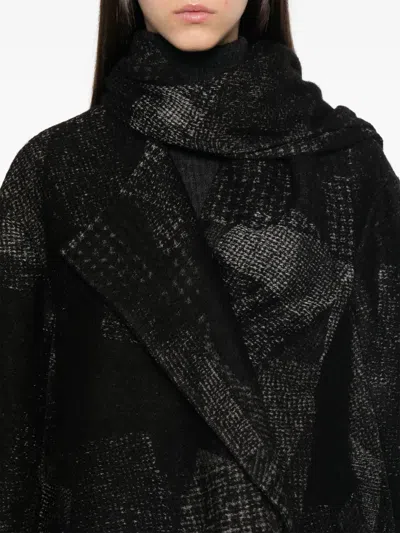 Y's Patchwork-pattern Coat In Black