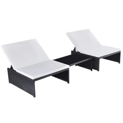 Vidaxl Sun Loungers 2 Pcs With Table Poly Rattan Black, 43069