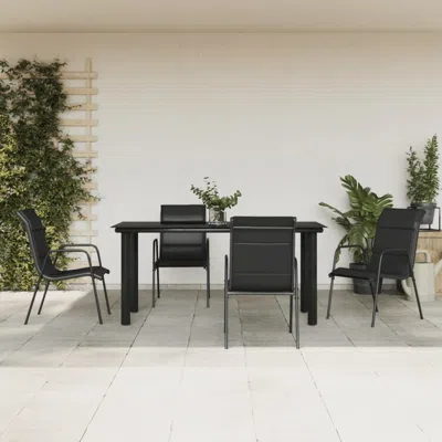 Vidaxl 5 Piece Patio Dining Set Black Steel And Textilene